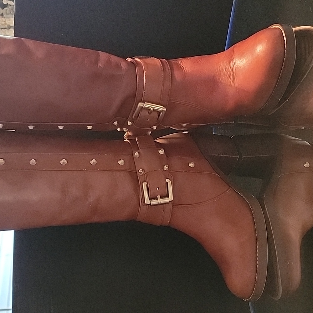 Michael Kors brown leather tall boots sz 7